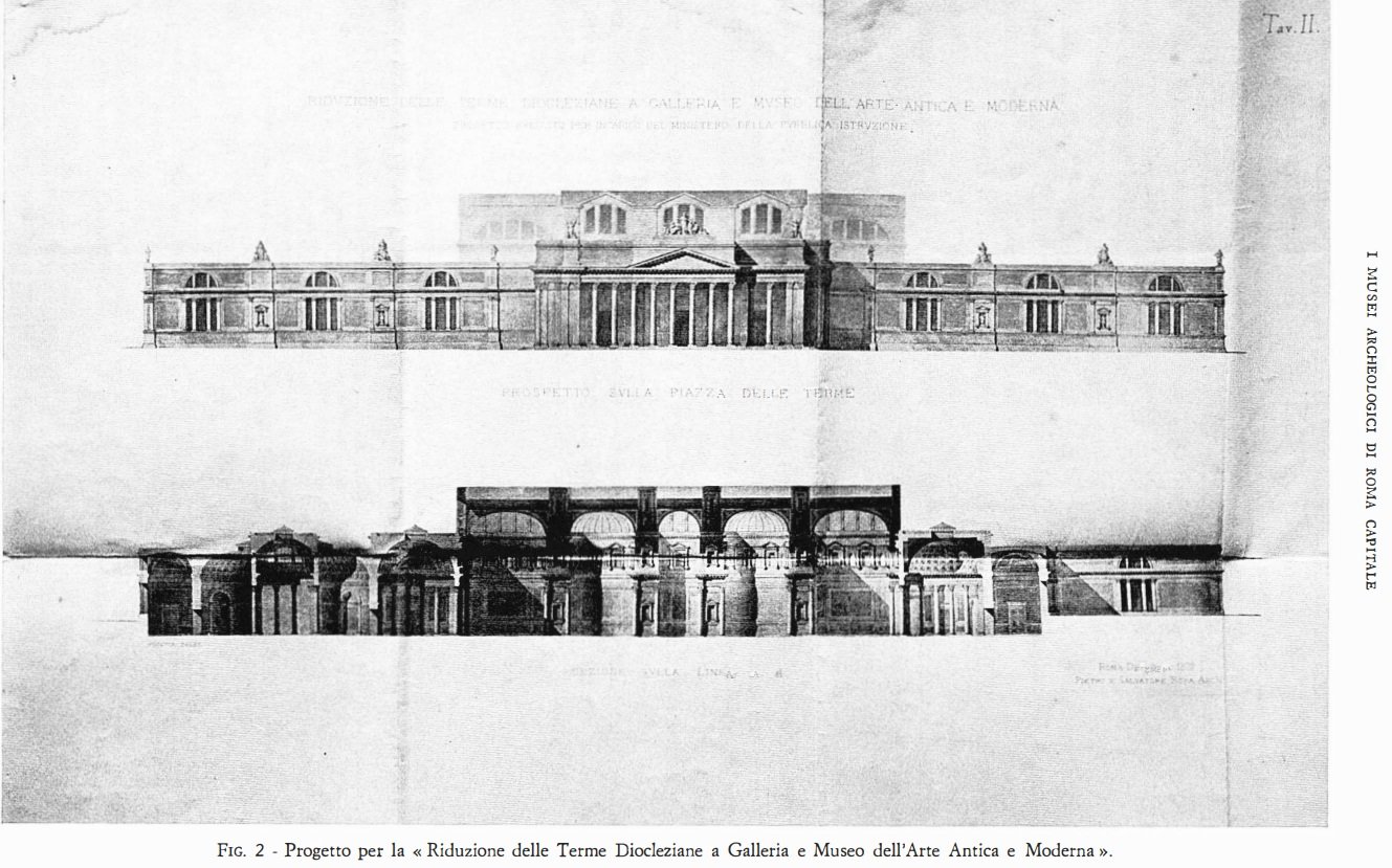 Pietro Rosa, progetto per la facciata Terme di Diocleziano. Silvia Bruni, I Musei Archeologici di Roma Capitale 1991-1992