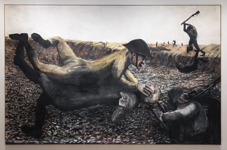 Terry Atkinson, Iraq 6 Three Corpses. Iraq 2003, Somme 1916, 2003, matita su carta. Courtesy l’artista e Galleria l’Elefante
