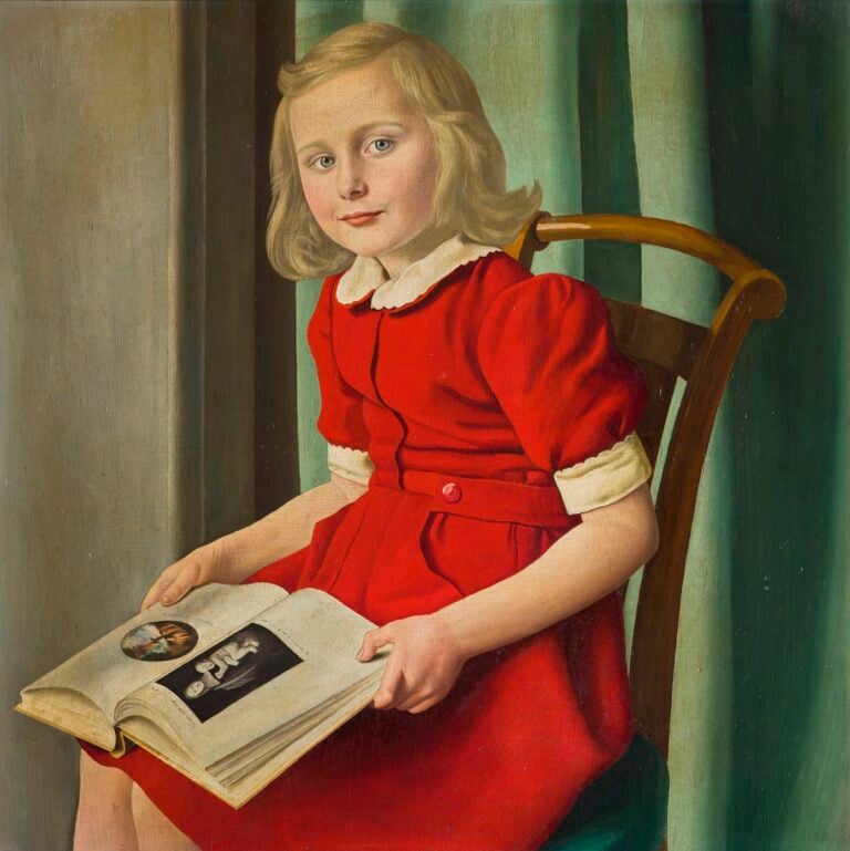 Ugo Celada da Virgilio, Bambina che legge, 1938, olio su masonite, 64 x 64 cm, Fondazione Cavallini Sgarbi, Ferrara