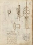 Codice di Madrid I, folio 9, recto. Leonardo da Vinci, ascensore a manovella