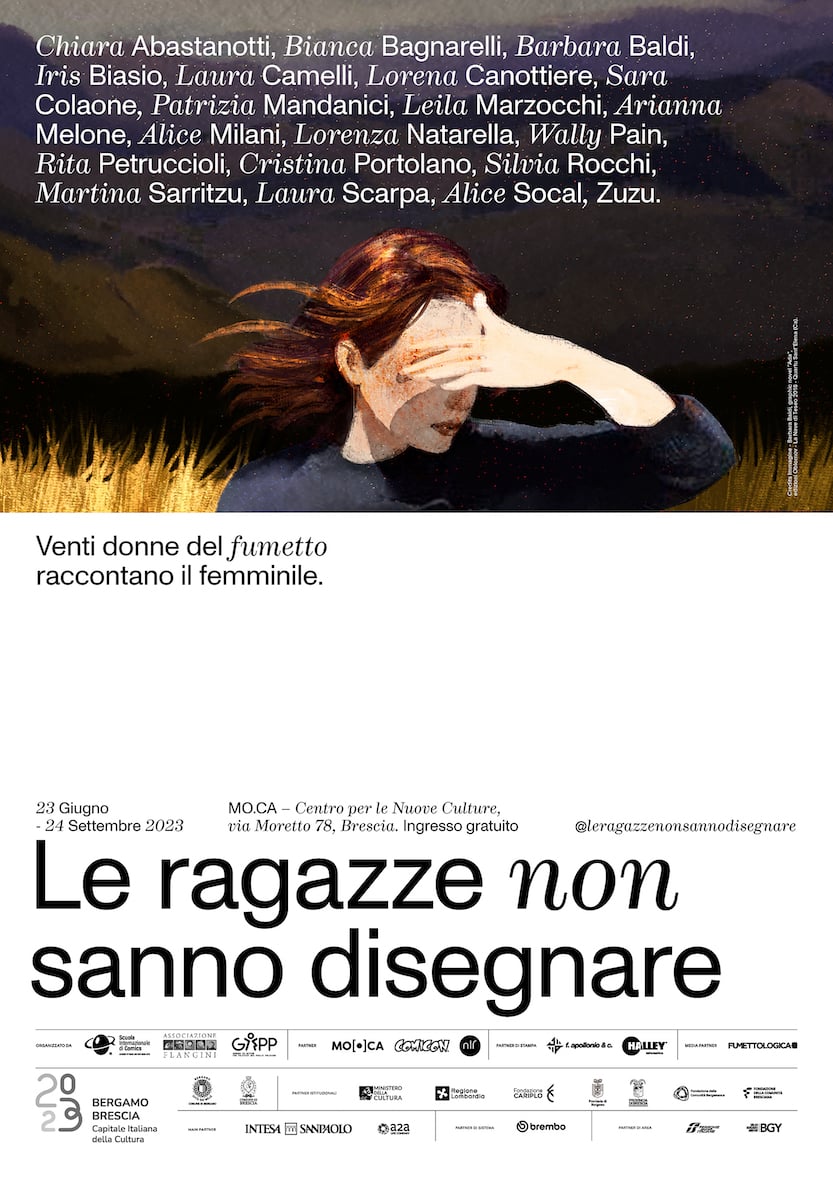 Il manifesto della mostra Le ragazze non sanno disegnare, MO.CA – Centro per le nuove Culture di Brescia