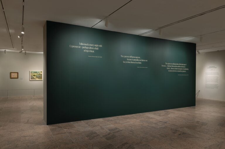 Installation view of Van Gogh’s Cypresses, on view May 22–August 27, 2023 at The Metropolitan Museum of Art. Photo by Richard Lee, courtesy of The Met