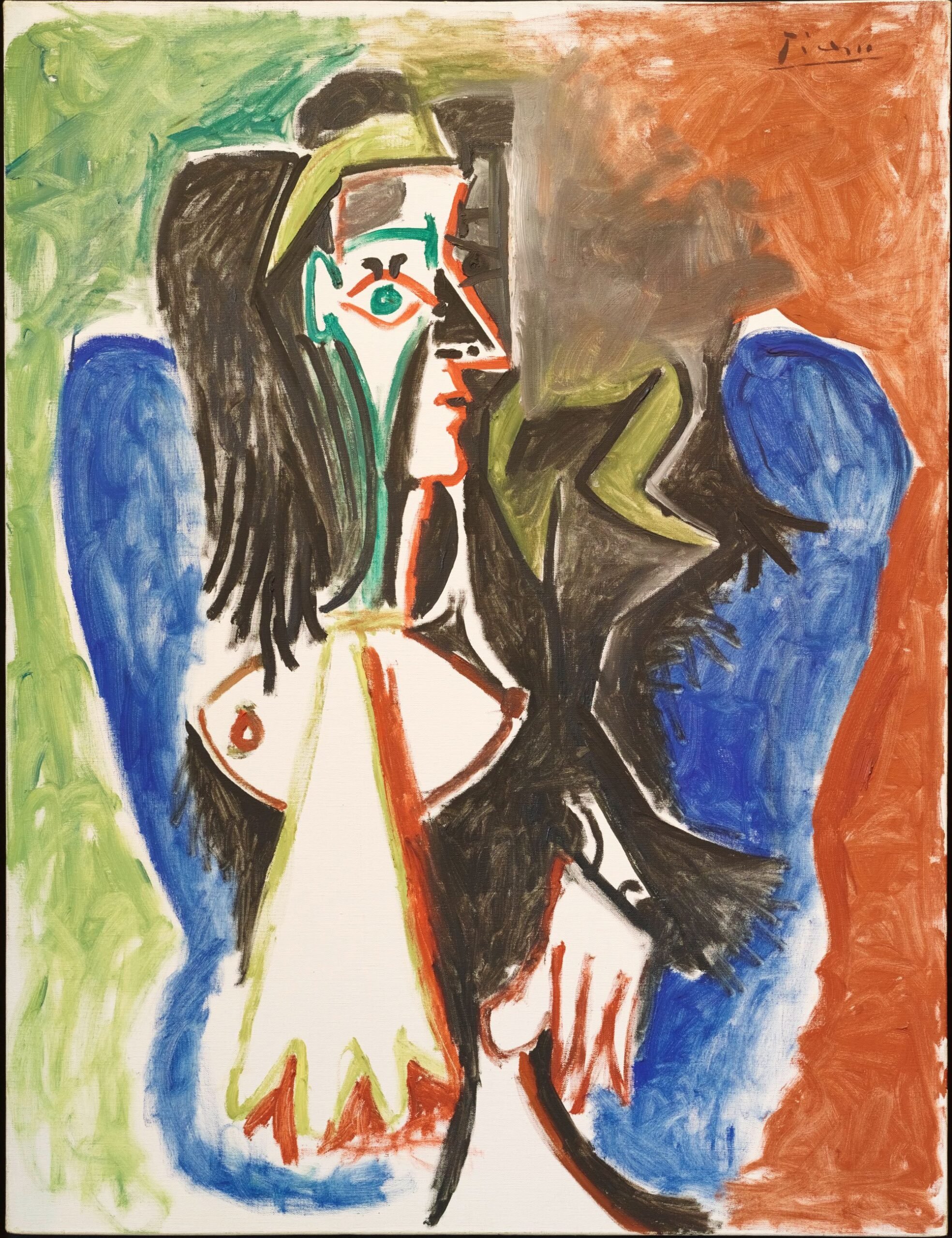 Pablo Picasso, Donna seduta di profilo su una poltrona blu, 1960. Succession Picasso Bildrecht, Wien, 2023. Photo © Heidi Horten Collection