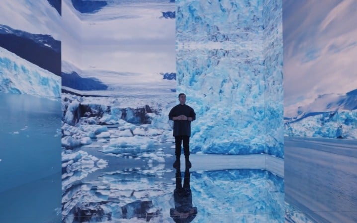 Refik Anadol, Glacier Dreams, installation view at Theater Basel, Basilea, 2023