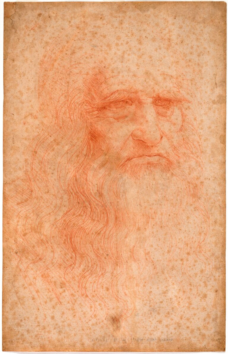 Autoritratto, c. 1515-16 (sanguigna su carta bianca) di Leonardo da Vinci, Credits Musei Reali di Torino, Google Arts & Culture