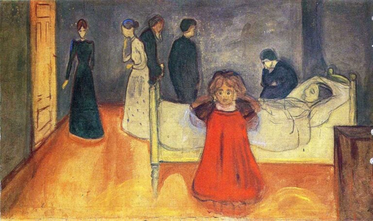 Edvard Munch, La madre morta e la sua bambina, 1897-99, olio su tela, 105 × 178.5 cm. Munch-Museet, Oslo