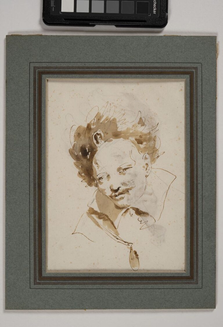 Giambattista Tiepolo, Testa di un uomo con copricapo ingioiellato (recto), 1760 circa. Provenienza: Milano, collezione Berselli; acquisto 2022 Galleria dell’Accademia, Venezia