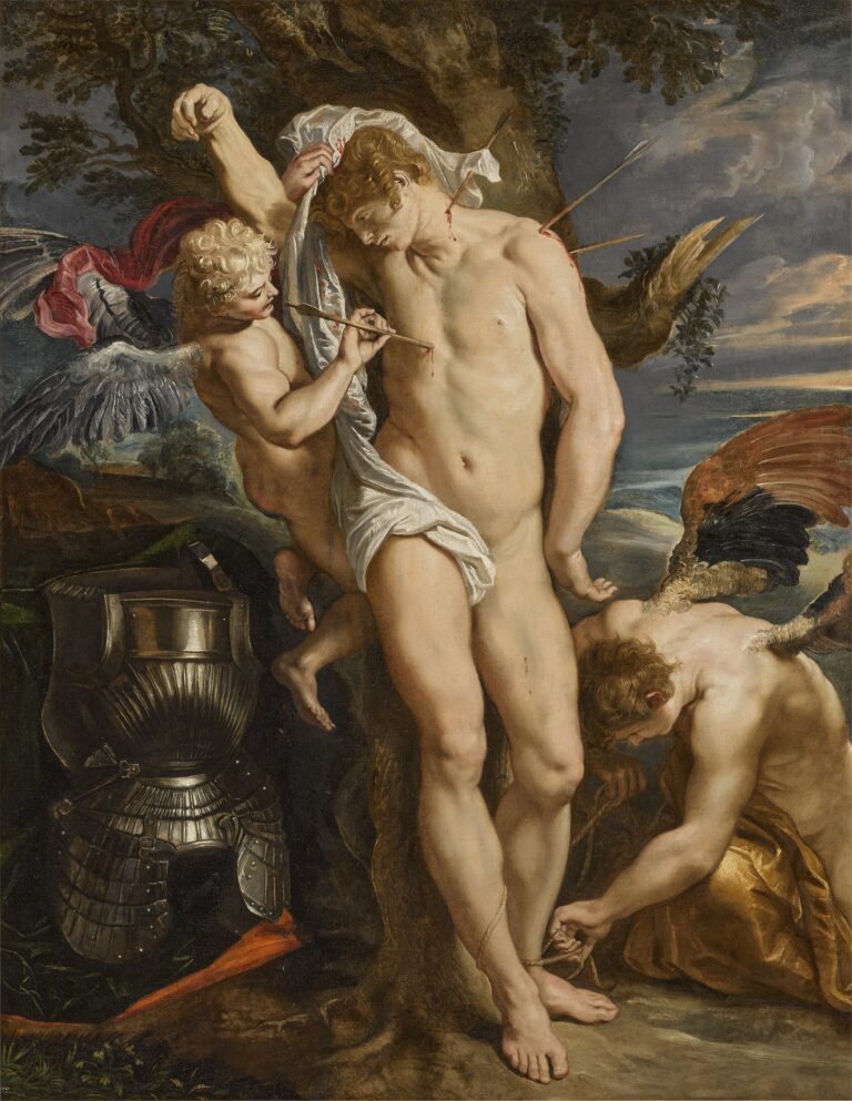 Sir Peter Paul Rubens, Saint Sebastian tended by two angels. Courtesy of Sotheby's
