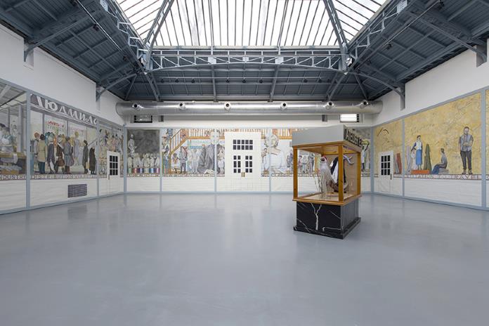 Lucy McKenzie, Installation view, Buildings in Belgium, Buildings in Oil, Buildings in Silk La Verrière, Brussels, 2022