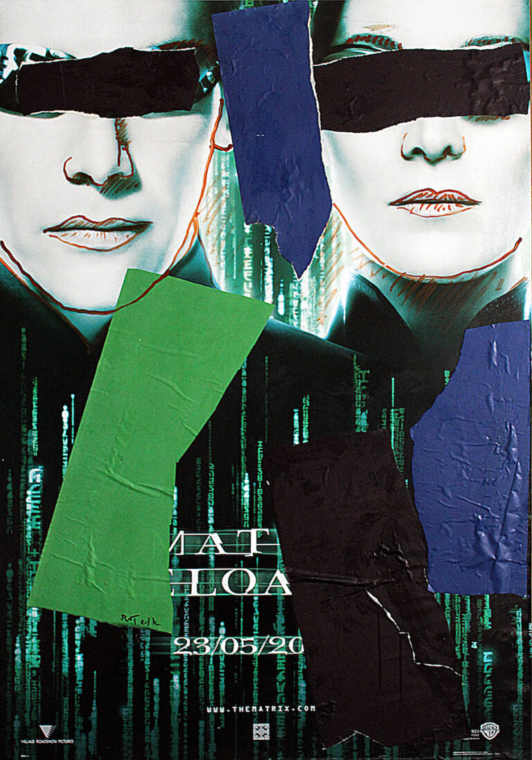 Mimmo Rotella, Matrix, 2003, collage su carta applicata su tela