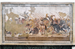 Mosaico della battaglia di Alessandro e Dario, da Pompei, Casa del Fauno. Fine del II secolo a.C.. Archivio fotografico MANN. Photo Luigi Spina