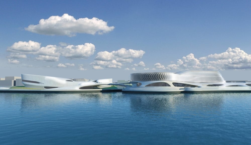 Render del Museo del Mediterraneo e del Centro Polifunzionale © Zaha Hadid Architects