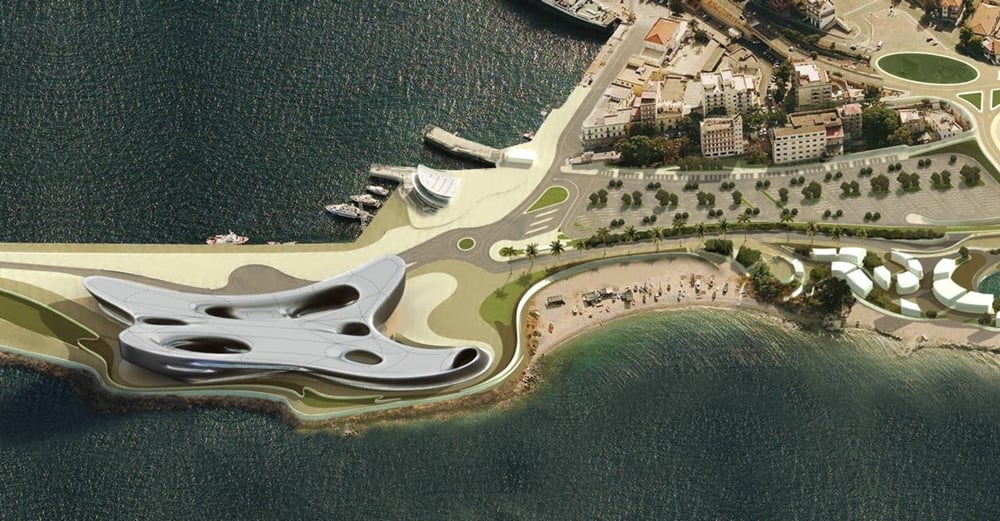Render del progetto Regium Waterfront © Zaha Hadid Architects