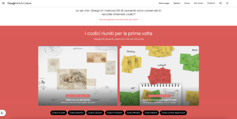 Svelare Leonardo,Theme Page, Credits Google Arts & Culture