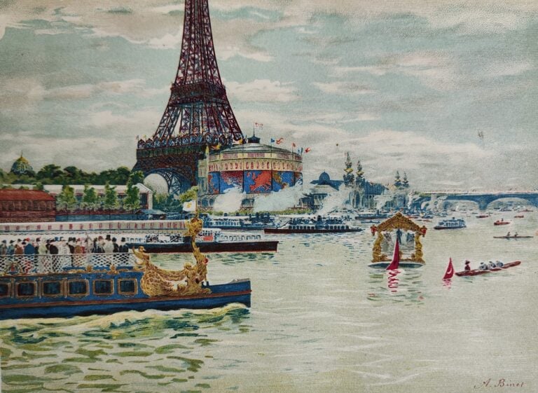 A. Binet, Vue des berges de la Seine, tirée de la Revue de l’Exposition Universelle de 1889