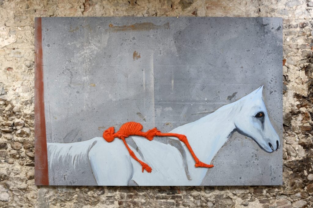 Enzo Cucchi, La vita morta, 2021, vernici olio e resina su tavola, 180x270x9 cm. Courtesy l’Artista e Galleria Zero, Milano. Photo Gino Di Paolo