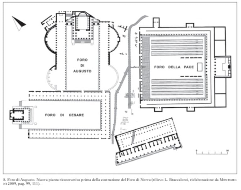 Foro di Augusto, ipotesi di Braccalenti, ricostruzione Meneghini, 2009