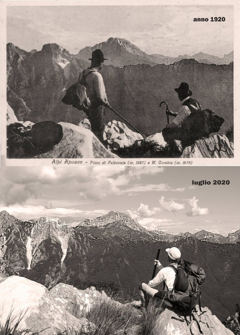Foto d'epoca dei monti di Seravezza, 1920-2020. Photo via Facebook da L'Altezza della libertà, pagina di Gianluca Briccolani