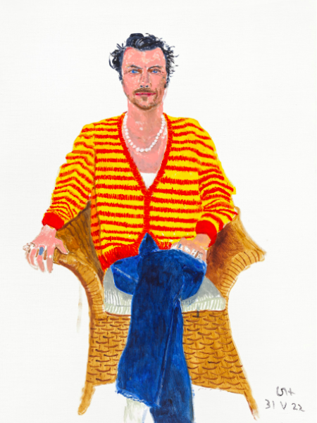 Harry Styles, 31 maggio 2022 di David Hockney. Acrilico su tela. 1219,2 x 914,4 mm © David Hockney. Foto: Jonathan Wilkinson, Collezione dell'artista