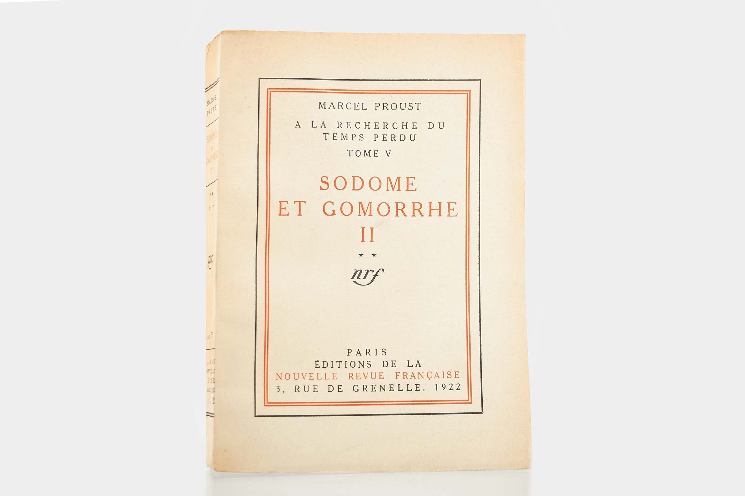 Marcel Proust, À la recherche du temps perdu, Sodome et Gomorrhe, 1922