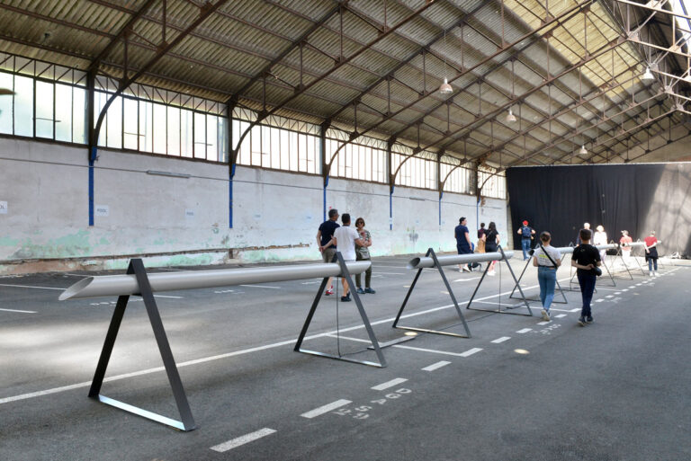 Michele Spanghero, Acoustic Field Line (2023), Le Manege, FIMU festival, Belfort (Francia), 2023. Photo Samuel Carnovali. Courtesy Espace Multimédia Gantner