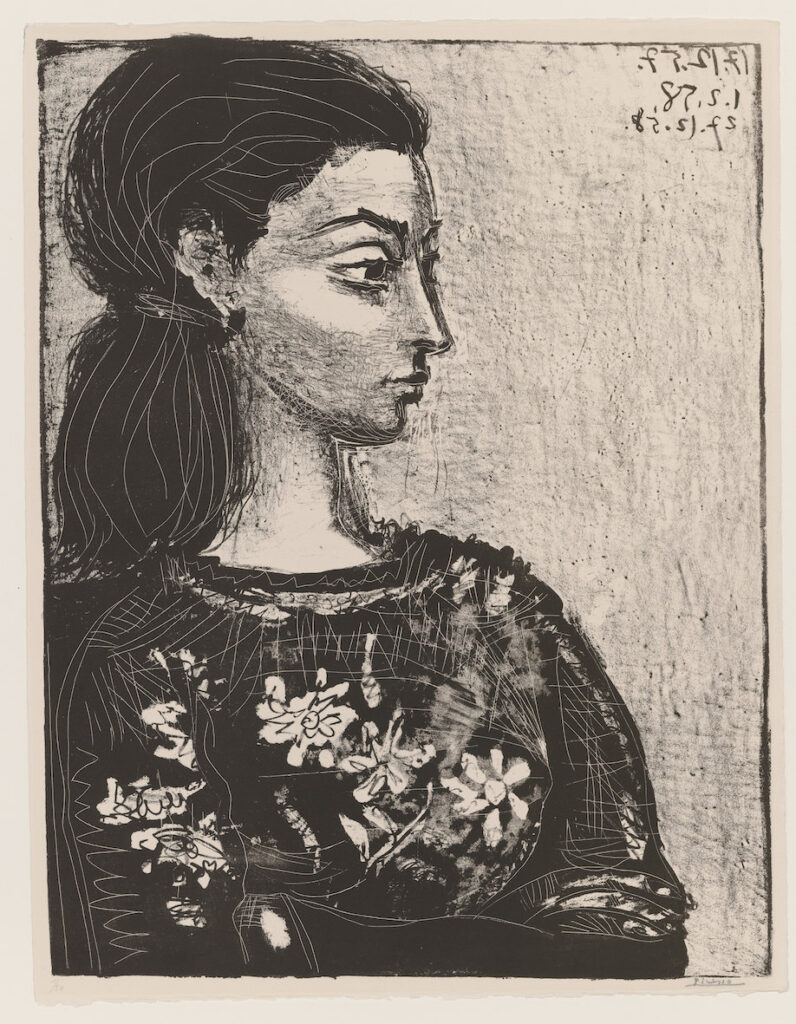 Pablo Picasso, Femme au corsage à fleurs (Donna con corpetto a fiori) 27.12.1958