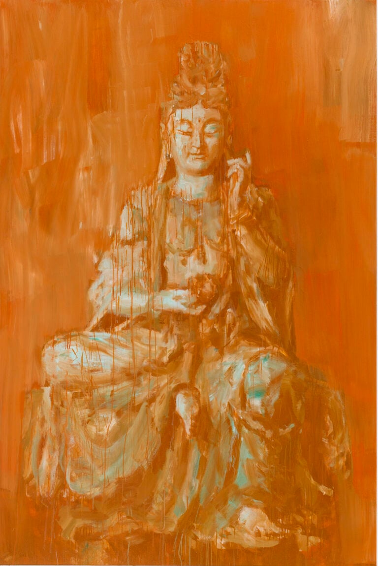 Yan Pei-Ming, Bouddha pour ma mère, 2023, olio su tela. Courtesy MASSIMODECARLO e Thaddaeus Ropac gallery. Photo Clérin Morin © Yan Pei-Ming, ADAGP, Paris, 2023