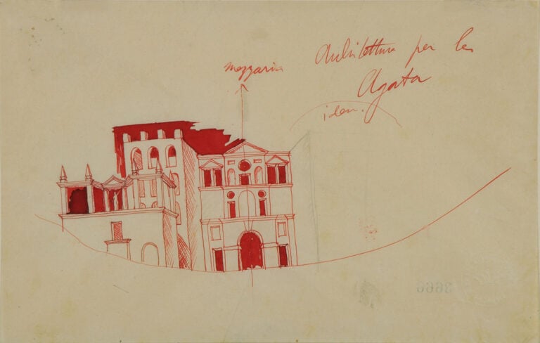Gio Ponti, Architetture per un piatto della serie Le mie donne, 1923 circa, Museo Ginori