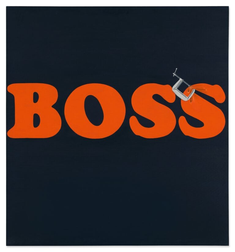 Ed Ruscha Securing the Last Letter Boss 1964 oil on canvas 59 x 55 inches. Estimate on request Sotheby's batte Christie's e conquista la collezione Landau. Mega asta prevista per l'autunno