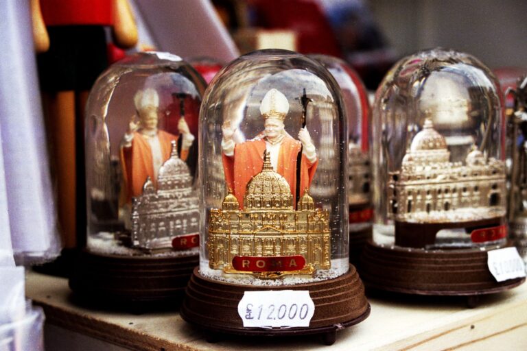 FIFA, The Faithful, still. Pope-Snowglobes. Photo Marieka Kaye