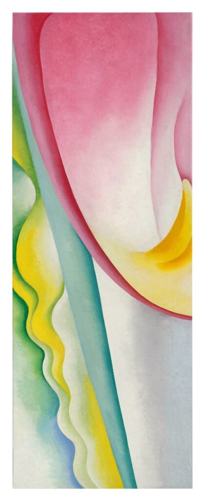 Georgia OKeeffe Pink Tulip 1925 Oil on canvas 32 x 12 inches Sotheby's batte Christie's e conquista la collezione Landau. Mega asta prevista per l'autunno