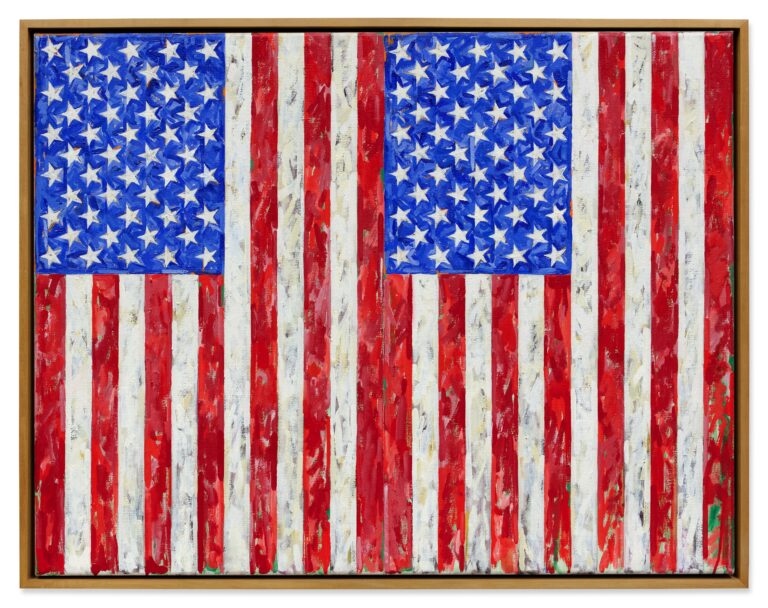 Jasper Johns Flags 1986 oil on canvas 25 ½ x 33 inches Sotheby's batte Christie's e conquista la collezione Landau. Mega asta prevista per l'autunno