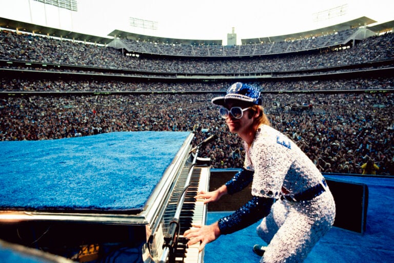 Terry O’Neill, Elton John at Dodger Stadium in Los Angeles, 1975