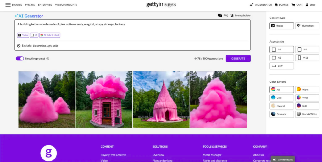 Una pagina di Generative AI by Getty Images © Getty Images