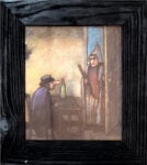 Andrea Branzi, da “Maschere scandalizzate” 1883, 2022, pennarello su stampa, cm. 30 x 26,7 con cornice dipinta dall’artista © Leone Locatelli