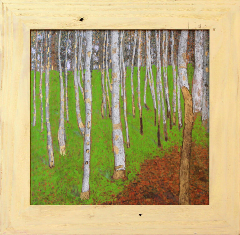 Andrea Branzi, da “Bosco di betulle” 1902, 2022, pennarello su stampa, cm. 36 x 36 con cornice dipinta dall’artista © Leone Locatelli