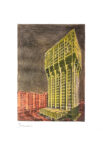 Andrea Branzi, Torre Velasca, 2023, Tecnica mista pastello e stampa, cm. 29,7 x 42