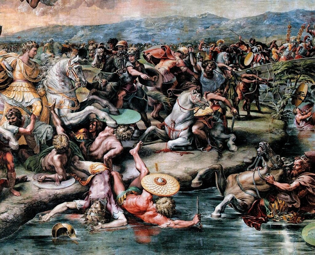 Giulio Romano, Battaglia di Ponte Milvio, dettaglio, 1517-1524