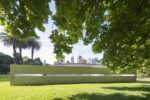 Exterior of MPavilion 10, designed by Tadao Ando, located in the Queen Victoria Gardens in Melbourne. Photo John Gollings. Courtesy MPavilion