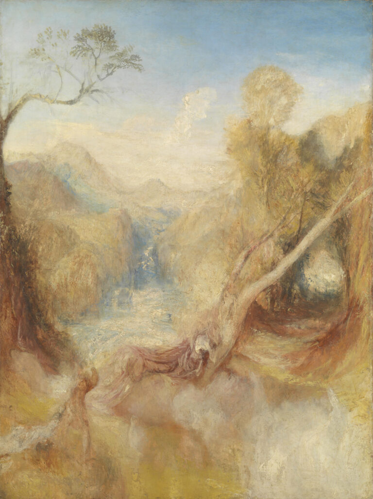 William Turner, La morte di Atteone, con una veduta in lontananza di Montjovet, Val d'Aosta, 1837 ca.