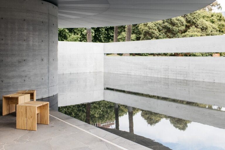 Interior of MPavilion 10, designed by Tadao Ando, located in the Queen Victoria Gardens in Melbourne. Photo John Gollings. Courtesy MPavilion