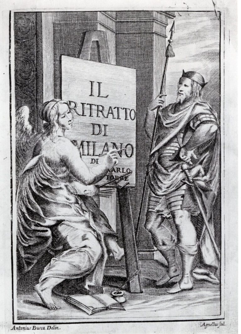 Carlo Torre, Il ritratto di Milano, incisione di Federico Agnelli su disegno di Antonio Busca, 1714. Courtesy Societa Storica Lombarda ETS