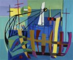 Antonio Corpora, Cantiere, olio su tela, 1948 – collezione Damiani (opera esposta alla Biennale del 1948)