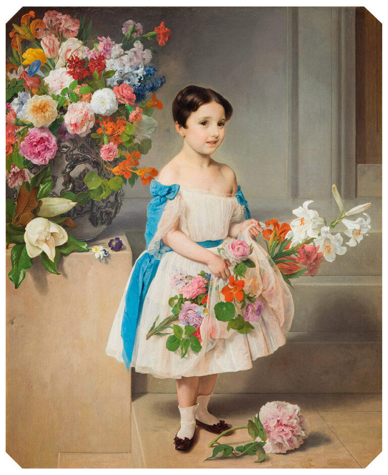 Francesco Hayez, Ritratto della contessina Antonietta Negroni Prati Morosini bambina, 1858, olio su tela, 132 x 107 cm, Milano, Galleria d’Arte Moderna