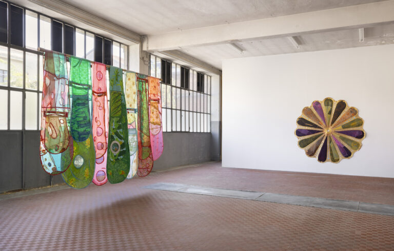 Leda Catunda, Euforia, installation view at Fondazione ICA Milano, 2023. Courtesy Fondazione ICA Milano. Photo Andrea Rossetti
