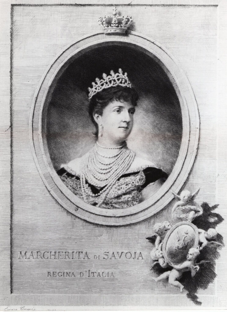 Margherita di Savoia, Regina d'Italia, acquaforte 1885. Courtesy Societa Storica Lombarda ETS