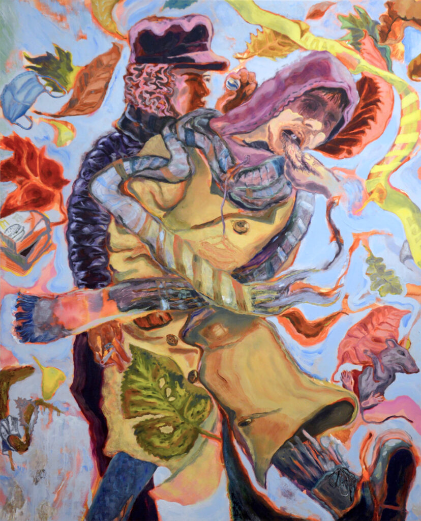 Pietro Moretti, Autumn Wandering, 2022. Watercolour, Oil, Wax on canvas