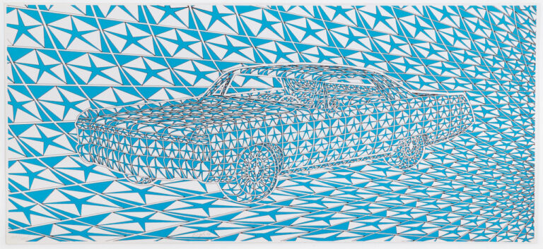 Thomas Bayrle, American Dream [Chrysler], 1970. Courtesy Thomas Bayrle and Gladstone Gallery, New York and neugerriemschneider, Berlin. Photo Wolfgang Günzel © Thomas Bayrle, by SIAE 2023
