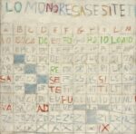 Gastone Novelli, Totolettera, 1962, tecnica mista su tela, 50 x 50 cm, collezione privata, Archivio Gastone Novelli, Roma