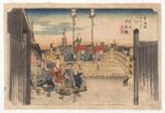 Utagawa Hiroshige, Il ponte di Nihonbashi al mattino, dalla serie 53 stazioni della Tōkaidō, xilografia policroma, 1833-34, collezione privata